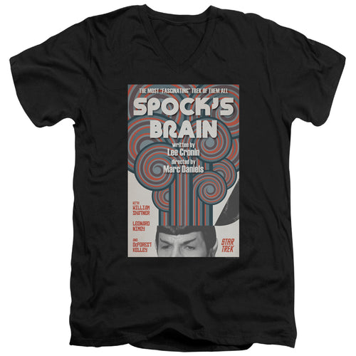 Star Trek Juan Ortiz Spock's Brain Black V-Neck T-Shirt