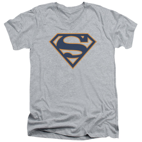 Superman Navy & Orange Shield Athletic Heather V-Neck T-Shirt