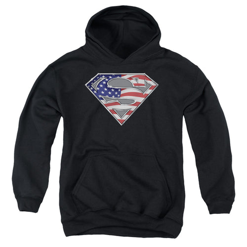 Superman All American Shield Black Youth Hoodie