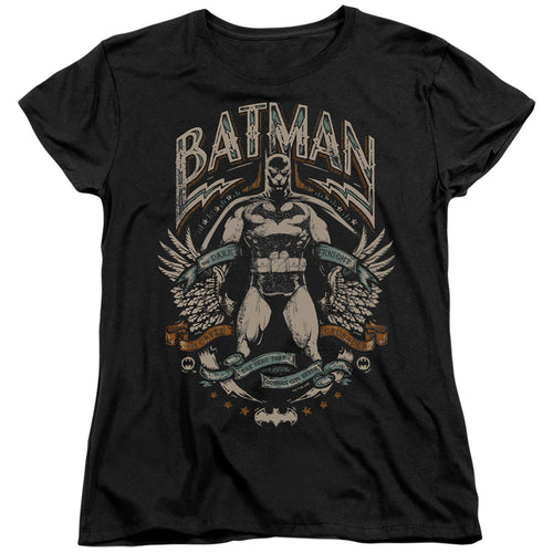 The Batman Gotham Hero on Black Womens T-Shirt