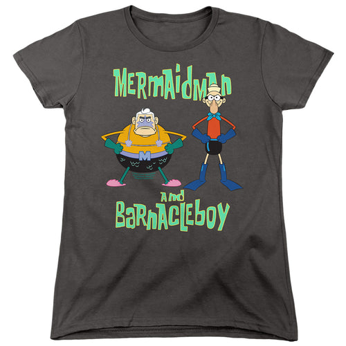 Spongebob Squarepants Mermaid Man and Barnacle Boy Womens T-Shirt