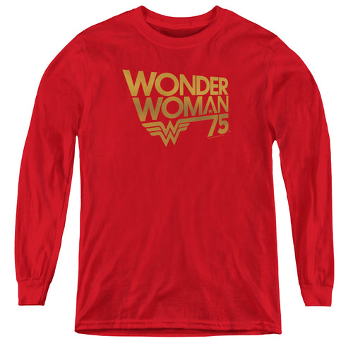 Wonder Woman 75th Anniversary Gold Logo Youth Long Sleeve T-Shirt