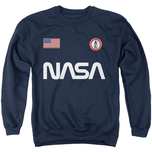 NASA Worm Logo and Flag Navy Crewneck Sweatshirt