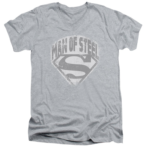 Superman Man of Steel Shield Athletic Heather V-Neck T-Shirt