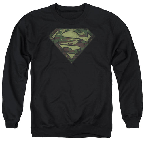 Superman Camo Logo Distressed Crewneck Sweatshirt
