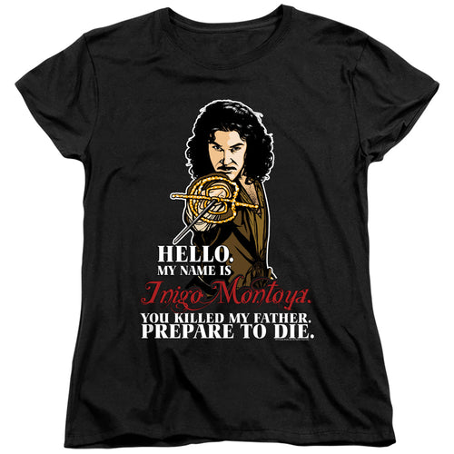 The Princess Bride Hello Black Womens T-Shirt