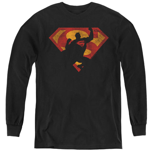 Superman S Shield Knockout Youth Long Sleeve T-Shirt