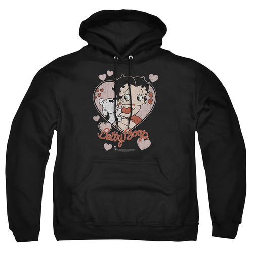 Betty Boop Classic Kiss Faded Heart Pullover Hoodie