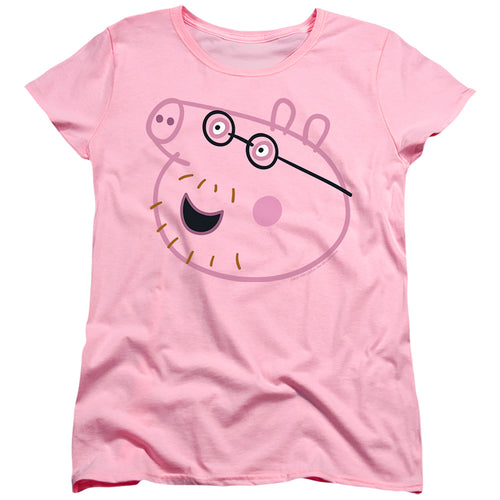 Peppa Pig Pink Out Daddy Pig Face Womens T-Shirt