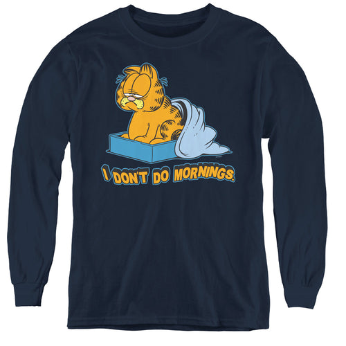 Garfield I Dont Do Mornings Youth Long Sleeve T-Shirt