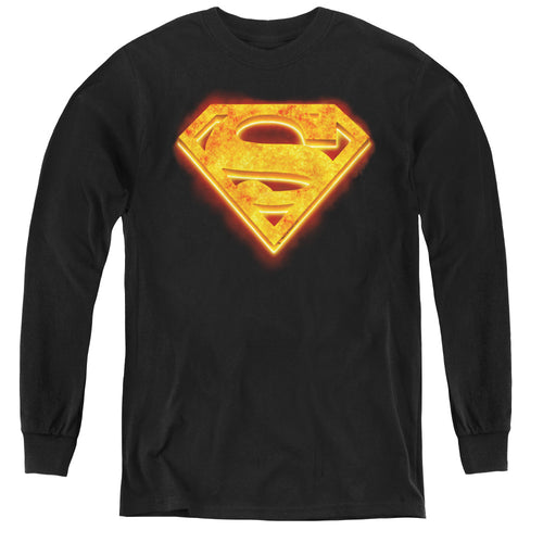 Superman Hot Steel Shield Youth Long Sleeve T-Shirt