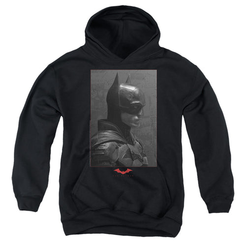 The Batman Worn Portrait Youth Hoodie
