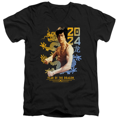 Bruce Lee Two Tone Year of the Dragon V-Neck T-Shirt