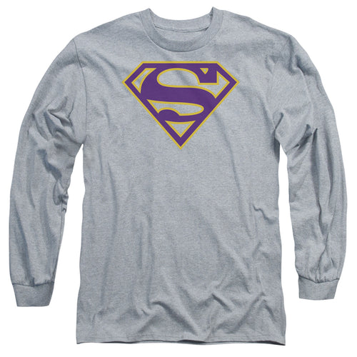 Superman Purple & Gold Shield Athletic Heather Long Sleeve T-Shirt
