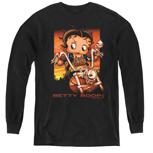 Betty Boop Sunset Rider Youth Long Sleeve T-Shirt