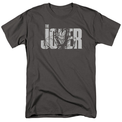 The Batman Joker Text on Gray T-Shirt