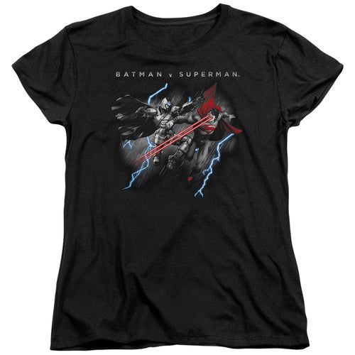 Batman v Superman Lightning Fight Womens T-Shirt