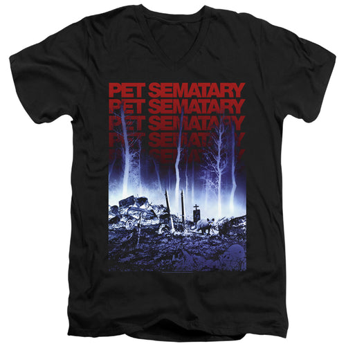 Pet Sematary Repeating Logo V-Neck T-Shirt