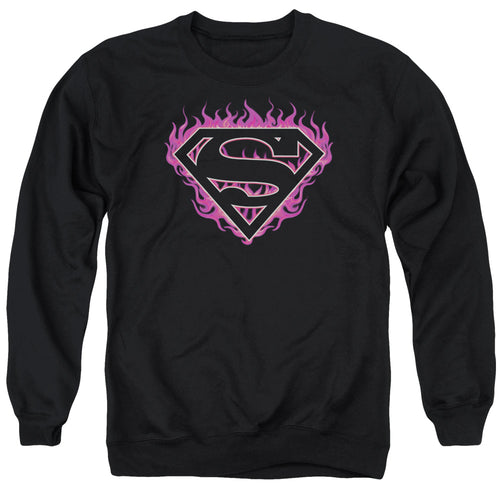 Superman Fuchsia Flames Crewneck Sweatshirt