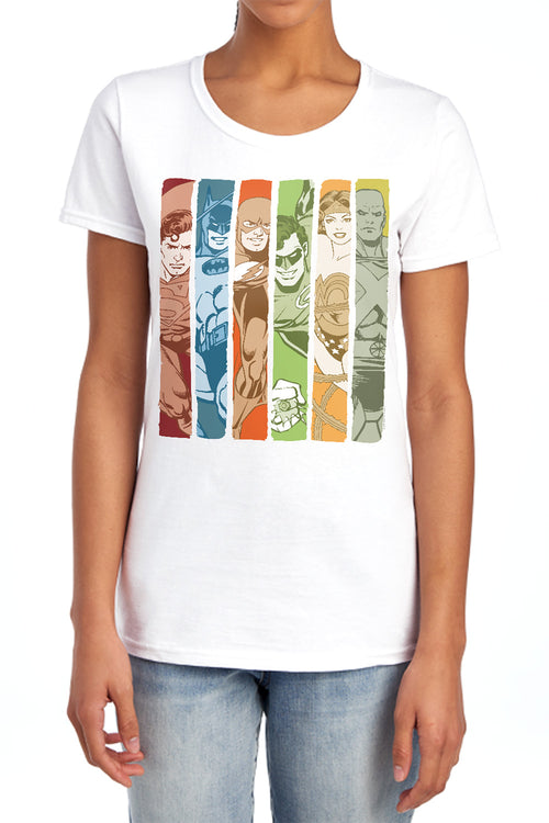 DC Comics Justice League Columns Womens T-Shirt