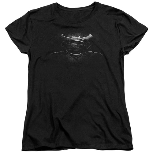 Batman v Superman Bw Logo Womens T-Shirt