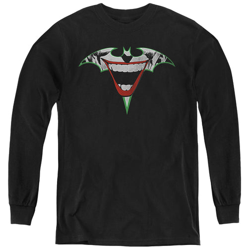 Batman Joker Bat Logo Youth Long Sleeve T-Shirt
