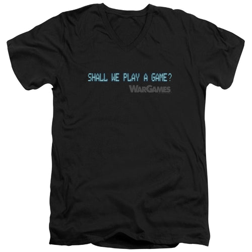 WarGames Shall We Play a Game Text V-Neck T-Shirt
