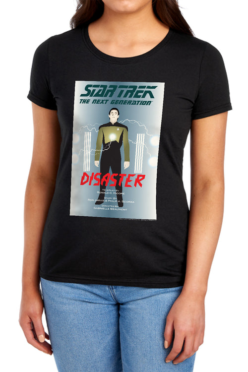 Star Trek Disaster Black Womens T-Shirt