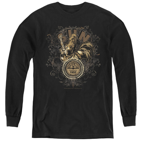 Sun Records Scroll Around Rooster Youth Long Sleeve T-Shirt