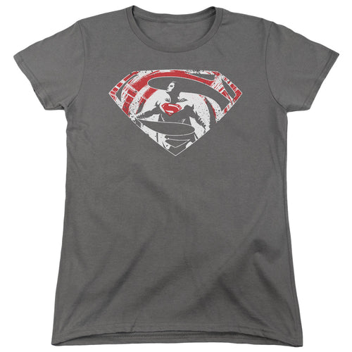 Batman v Superman Super Splatter Logo Womens T-Shirt