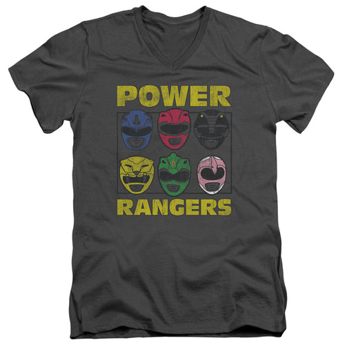 Mighty Morphin Power Rangers Ranger Heads V-Neck T-Shirt