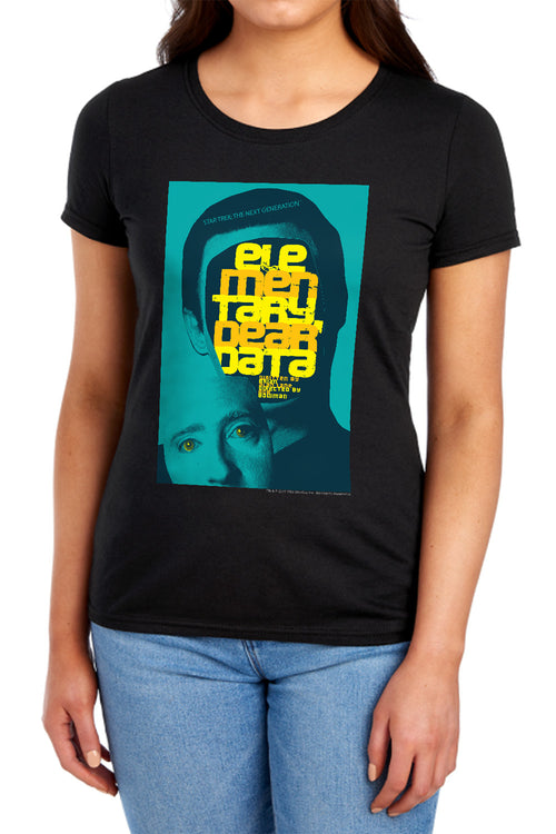 Star Trek Elementary Dear Data Black Womens T-Shirt
