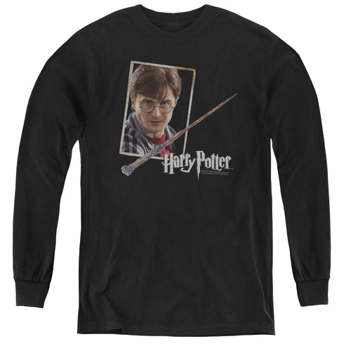 Harry Potter Harrys Wand Portrait Youth Long Sleeve T-Shirt