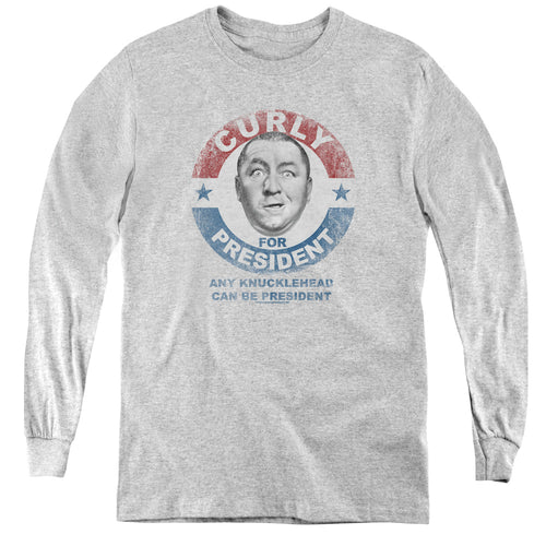 The Three Stooges Curly for President Any Knucklehead Youth Long Sleeve T-Shirt