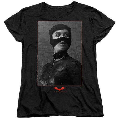 The Batman Catwoman Worn Portrait Womens T-Shirt