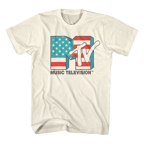 American Flag MTV t-shirt in natural