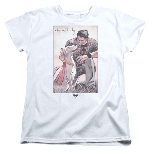 Superman Mans Best Friend Womens T-Shirt