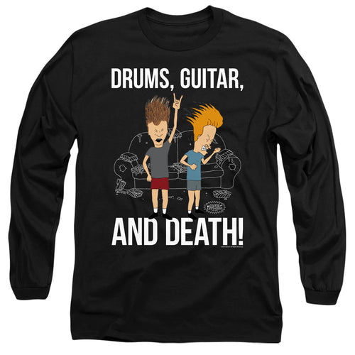 Beavis and Butthead Drums, Guitar, And Death Long Sleeve T-Shirt