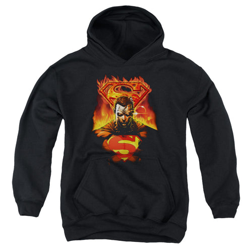 Superman Man on Fire Youth Hoodie
