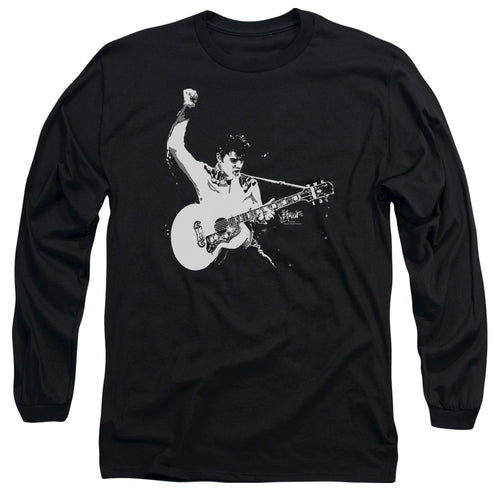 Elvis Presley Black&White Guitarman Long Sleeve T-Shirt