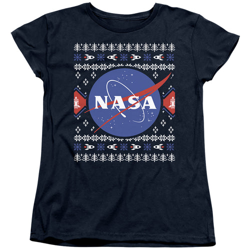 NASA Ugly Christmas Sweater Logo Womens T-Shirt