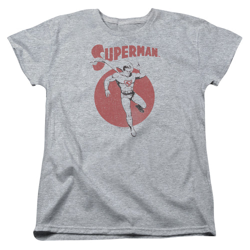 Superman Vintage Sphere Athletic Heather Womens T-Shirt