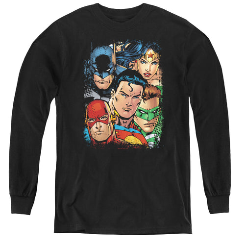 Justice League Up Close And Personal Youth Long Sleeve T-Shirt