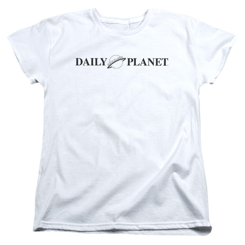 Superman Daily Planet Logo White Womens T-Shirt