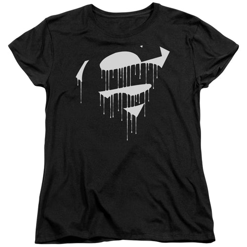 Superman Dripping Shield Womens T-Shirt
