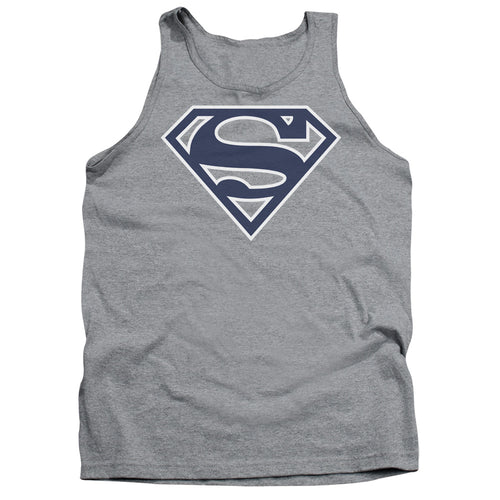 Superman Navy & White Shield Athletic Heather Tank Top