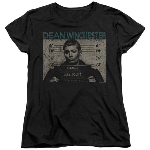 Supernatural Dean Winchester Mug Shot Womens T-Shirt