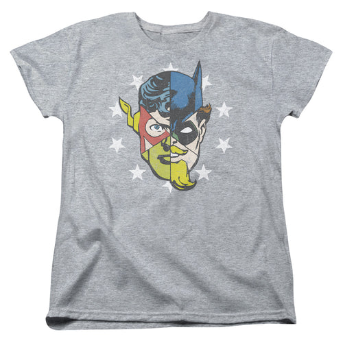 Justice League Face Off Womens T-Shirt