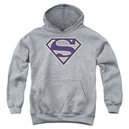 Superman Navy & Gold Shield Athletic Heather Youth Hoodie