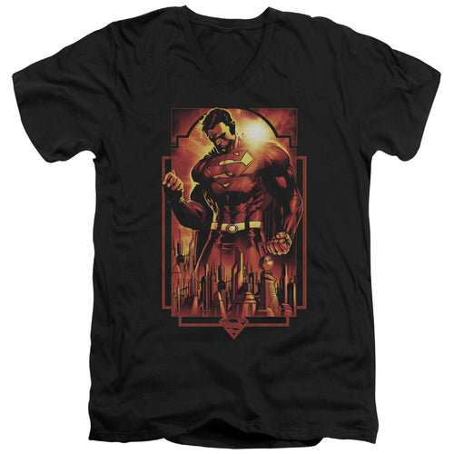 Superman Metropolis Deco V-Neck T-Shirt